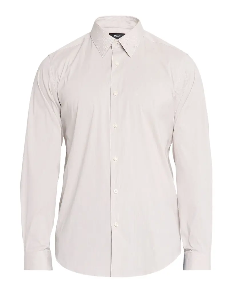 Theory Men 's Sylvain Hairline Stripe Point-Collar Sport Shirt | Image 1 Theory Men 's Sylvain Hairline Stripe Point-Collar Sport Shirt | Image 1