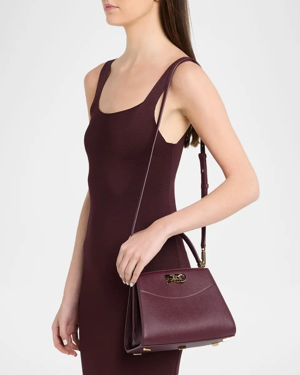 Ferragamo Studio Box Hammered Leather Top-Handle Bag | Thumbnail 2 Ferragamo Studio Box Hammered Leather Top-Handle Bag | Thumbnail 2