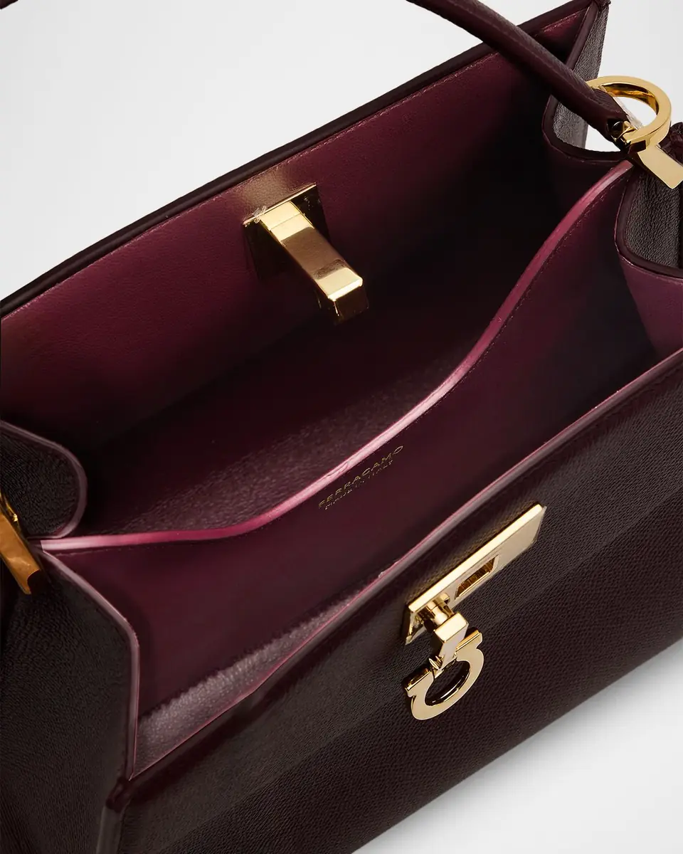 Ferragamo Studio Box Hammered Leather Top-Handle Bag | Thumbnail 4 Ferragamo Studio Box Hammered Leather Top-Handle Bag | Thumbnail 4