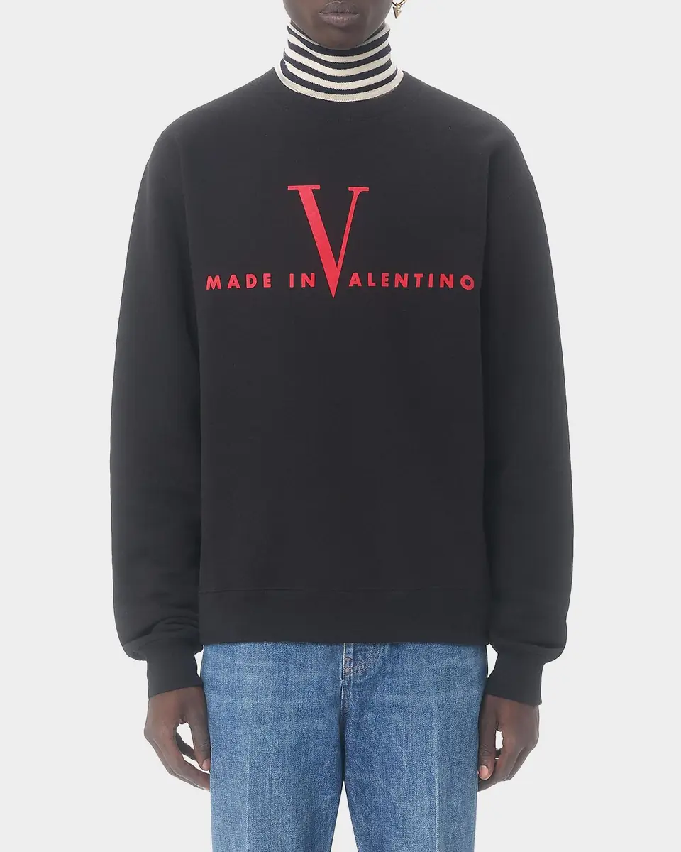 Valentino Garavani Men's Made In Valentino Print Cotton Crewneck Sweatshirt | Thumbnail 4 Valentino Garavani Men's Made In Valentino Print Cotton Crewneck Sweatshirt | Thumbnail 4