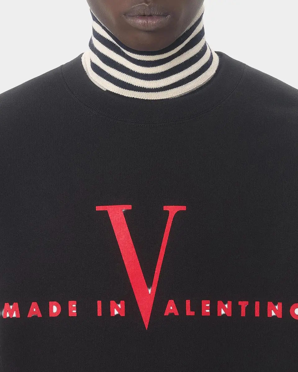 Valentino Garavani Men's Made In Valentino Print Cotton Crewneck Sweatshirt | Thumbnail 5 Valentino Garavani Men's Made In Valentino Print Cotton Crewneck Sweatshirt | Thumbnail 5
