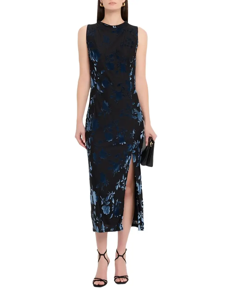 Hutch Darby Sleeveless Velvet Burnout Midi Dress | Image 1 Hutch Darby Sleeveless Velvet Burnout Midi Dress | Image 1