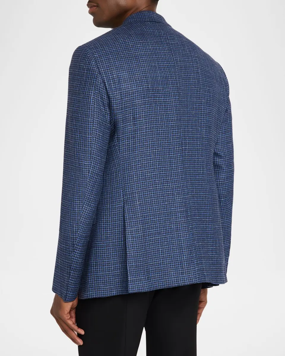 Giorgio Armani Men's Wool Linen Silk Micro-Houndstooth Sport Coat | Thumbnail 3 Giorgio Armani Men's Wool Linen Silk Micro-Houndstooth Sport Coat | Thumbnail 3