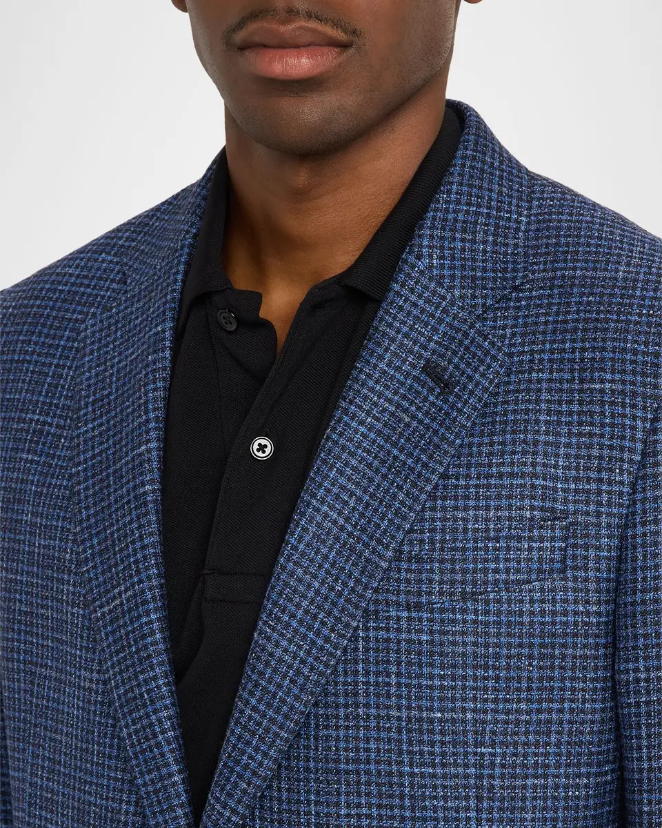 Giorgio Armani Men's Wool Linen Silk Micro-Houndstooth Sport Coat | Thumbnail 5 Giorgio Armani Men's Wool Linen Silk Micro-Houndstooth Sport Coat | Thumbnail 5