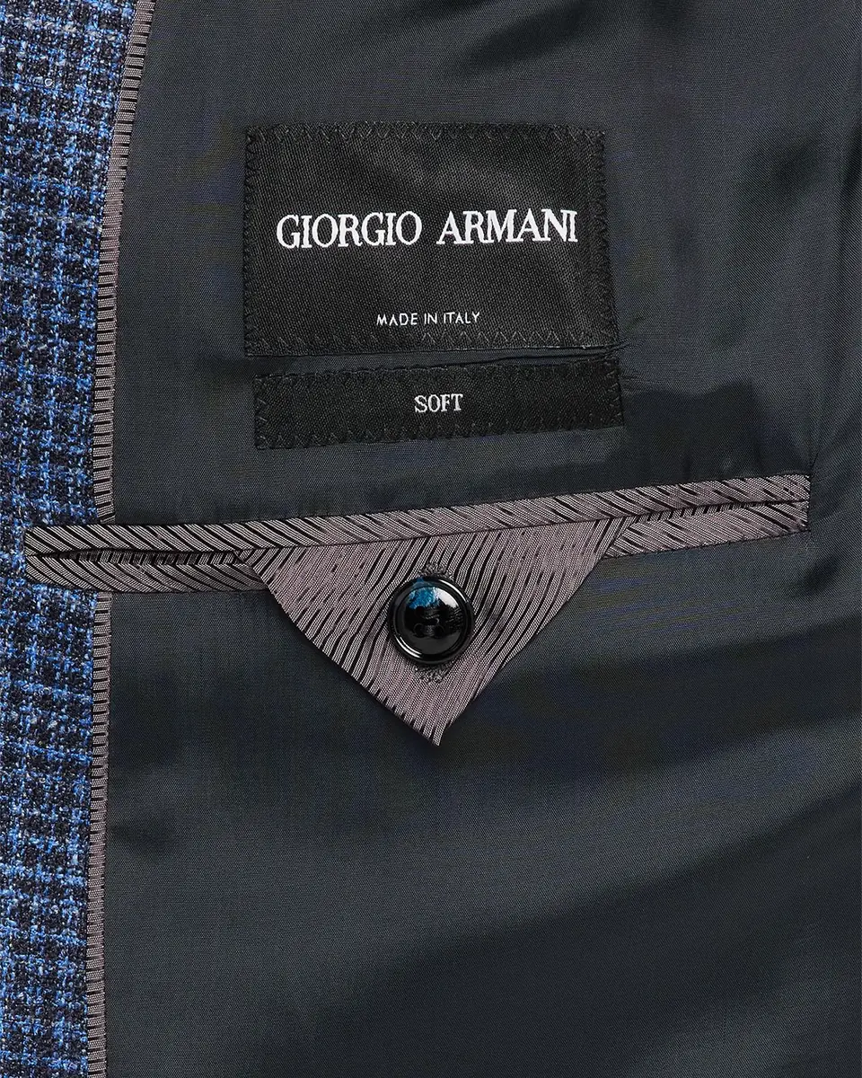 Giorgio Armani Men's Wool Linen Silk Micro-Houndstooth Sport Coat | Thumbnail 6 Giorgio Armani Men's Wool Linen Silk Micro-Houndstooth Sport Coat | Thumbnail 6