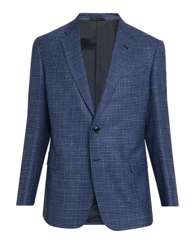 Giorgio Armani Men's Wool Linen Silk Micro-Houndstooth Sport Coat | Image 1 Giorgio Armani Men's Wool Linen Silk Micro-Houndstooth Sport Coat | Image 1