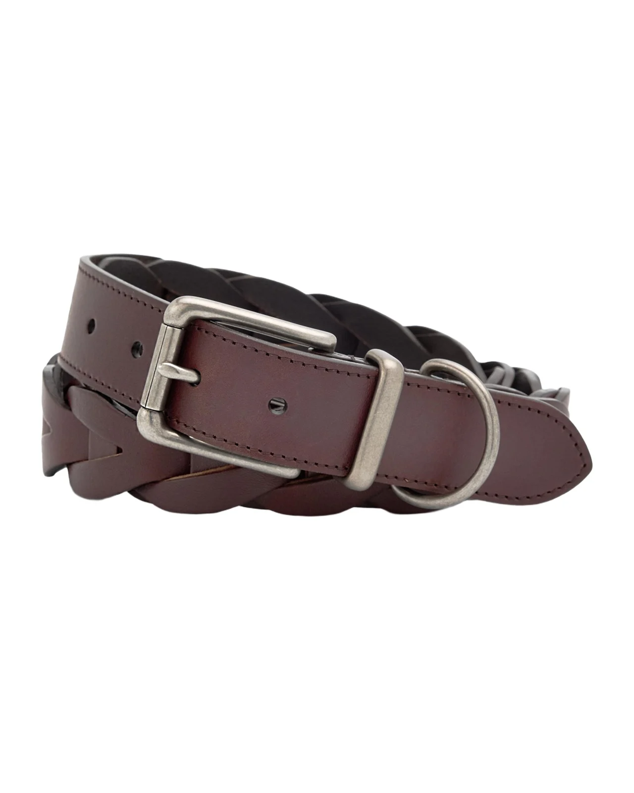 Men's Woven Leather Belt with Keeper and D-Ring Men's Woven Leather Belt with Keeper and D-Ring