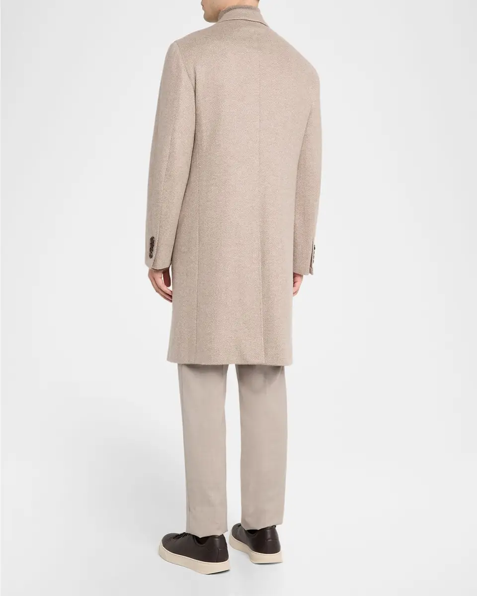 Brioni Men's Solferino Cashmere Herringbone Overcoat | Thumbnail 3 Brioni Men's Solferino Cashmere Herringbone Overcoat | Thumbnail 3