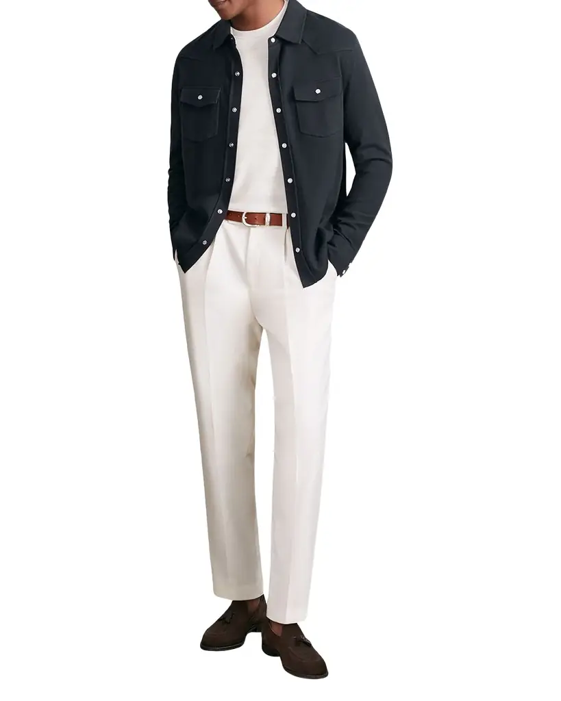Reiss en's Ledger Cotton and Cashmere Western Knit Overshirt | Image 1 Reiss en's Ledger Cotton and Cashmere Western Knit Overshirt | Image 1