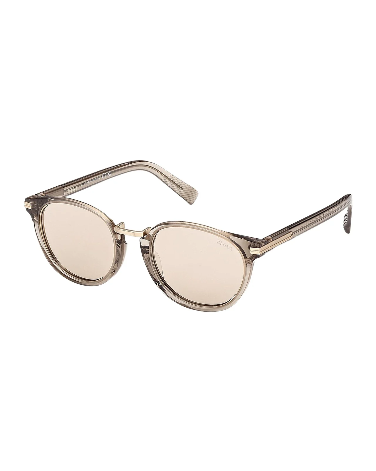 Zegna 51mm Acetate & Titanium Round Sunglasses