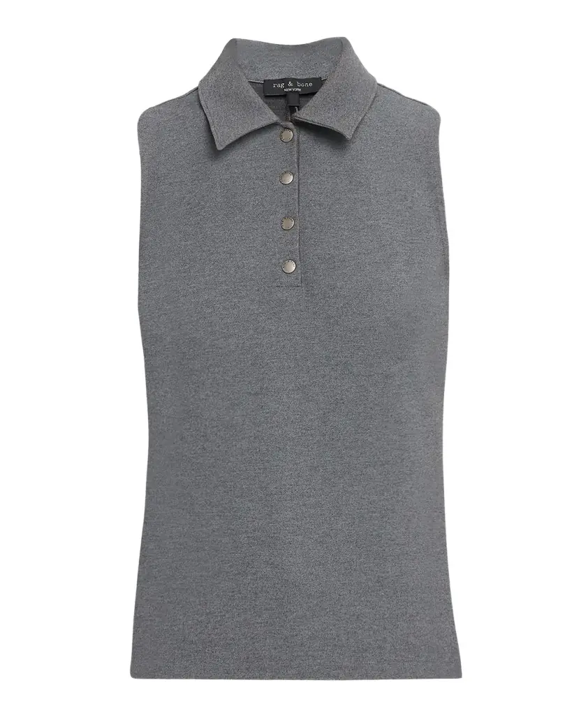 Rag & Bone Irina Sleeveless Ponte Polo Shirt | Image 1 Rag & Bone Irina Sleeveless Ponte Polo Shirt | Image 1