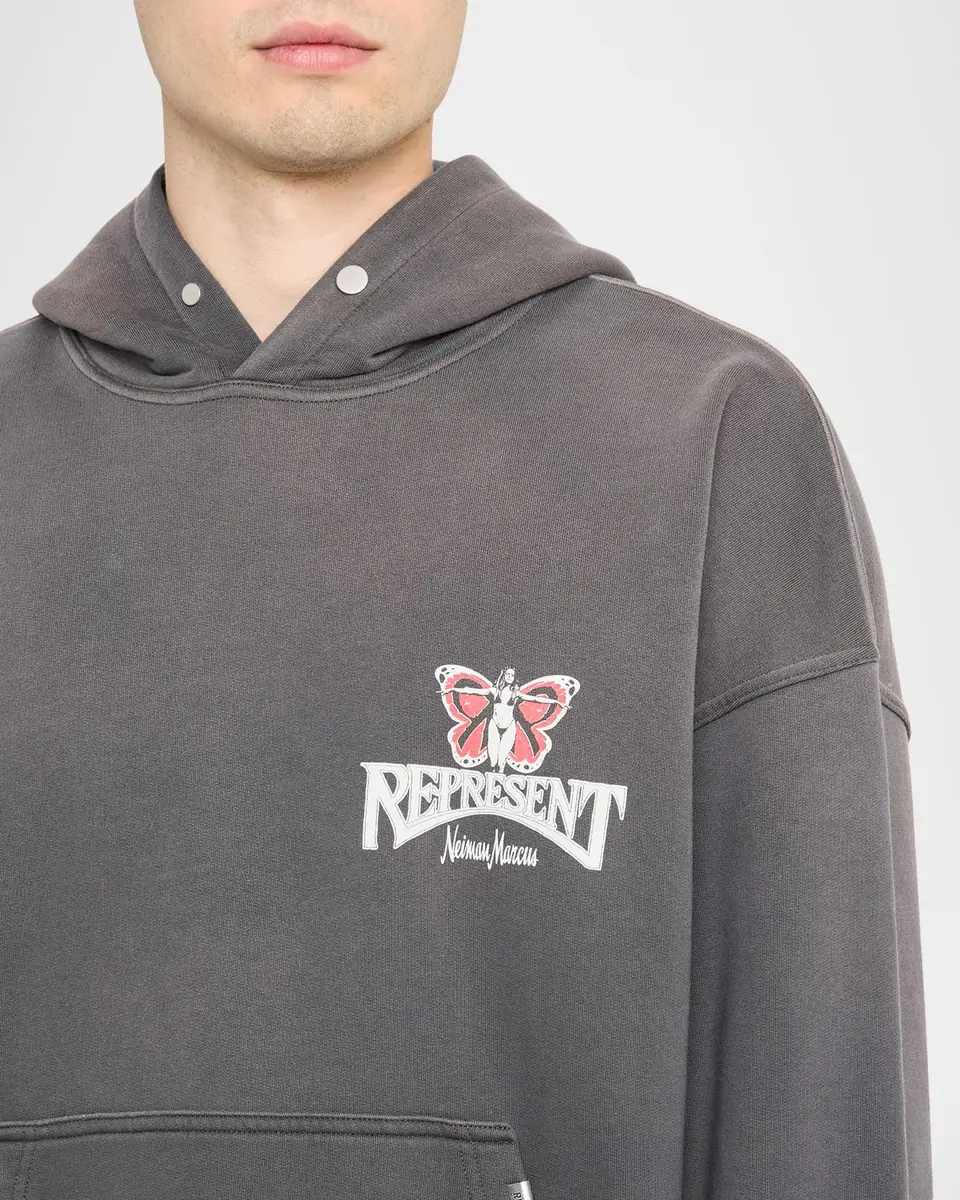 Represent Men's Butterfly Initial Cotton Boxy-Fit Hoodie | Thumbnail 5