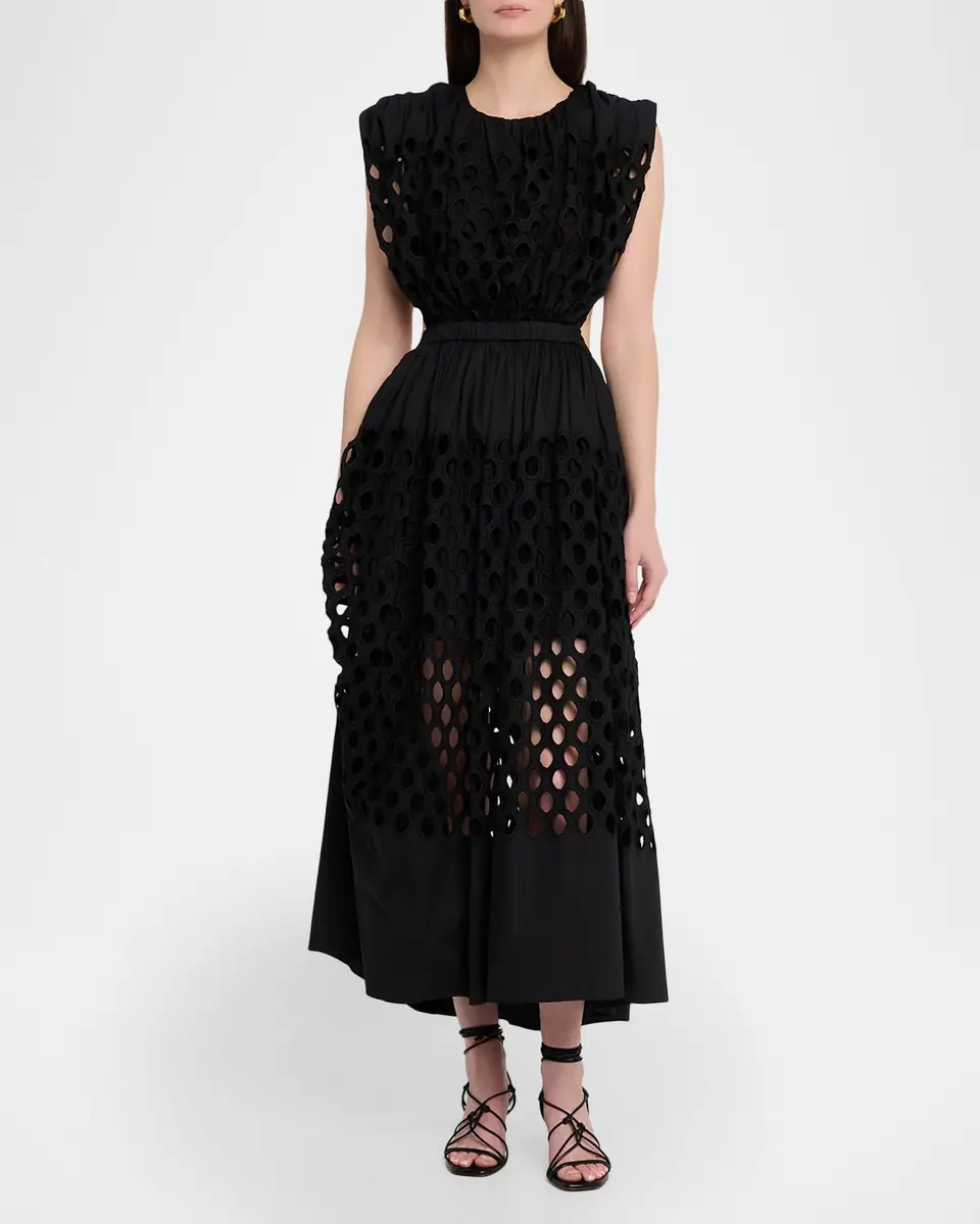 Diotima Peplos Sleeveless Dot Broderie Anglaise Cutout Maxi Dress | Thumbnail 2 Diotima Peplos Sleeveless Dot Broderie Anglaise Cutout Maxi Dress | Thumbnail 2