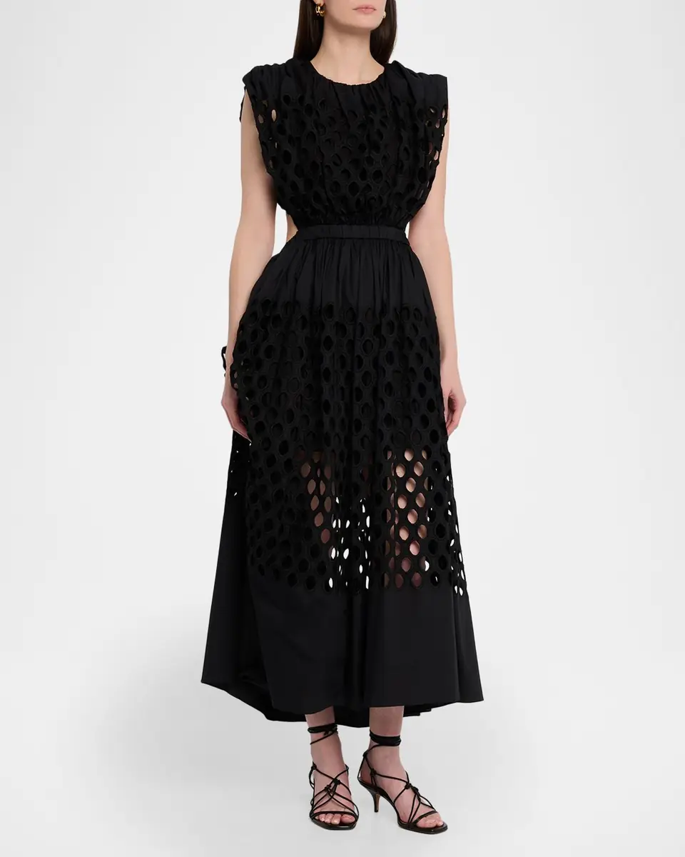 Diotima Peplos Sleeveless Dot Broderie Anglaise Cutout Maxi Dress | Thumbnail 4 Diotima Peplos Sleeveless Dot Broderie Anglaise Cutout Maxi Dress | Thumbnail 4