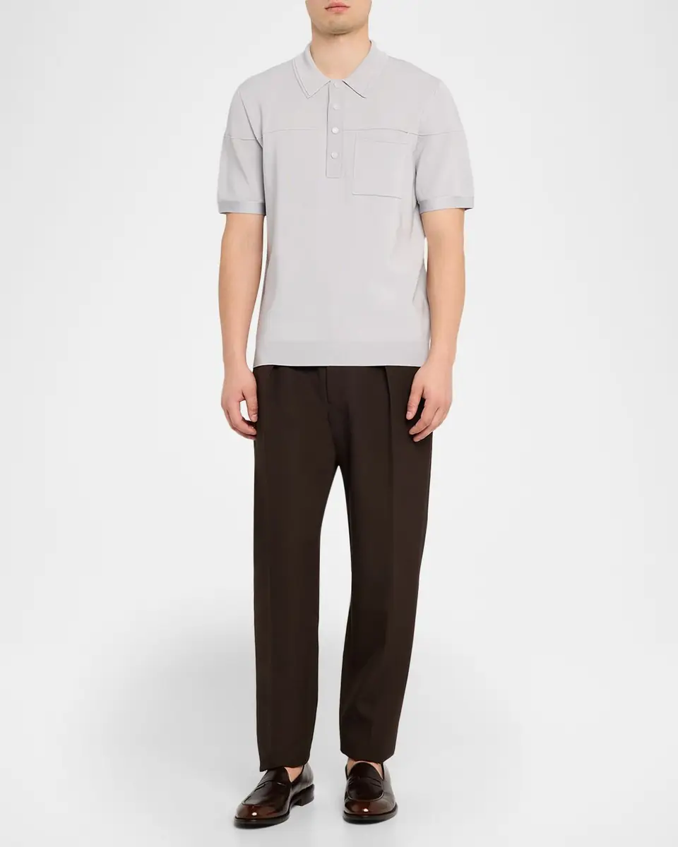 Reiss Men's Snap-Placket Stretch Polo Shirt | Thumbnail 2 Reiss Men's Snap-Placket Stretch Polo Shirt | Thumbnail 2