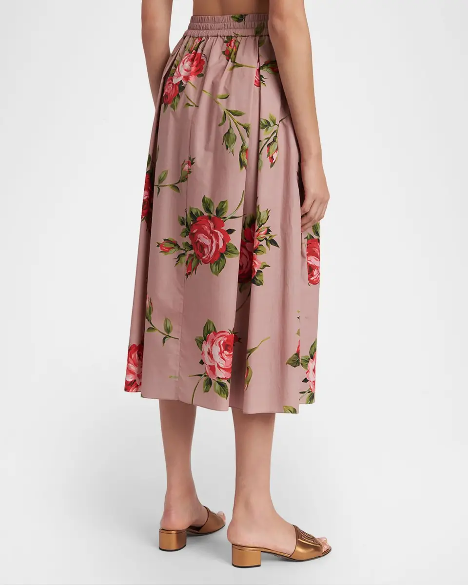 Dolce & Gabbana Rose-Print Cotton Circle Midi Skirt | Thumbnail 2 Dolce & Gabbana Rose-Print Cotton Circle Midi Skirt | Thumbnail 2