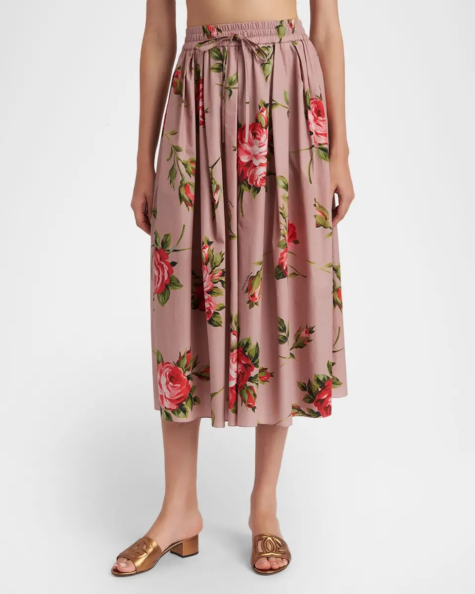 Dolce & Gabbana Rose-Print Cotton Circle Midi Skirt | Thumbnail 3 Dolce & Gabbana Rose-Print Cotton Circle Midi Skirt | Thumbnail 3