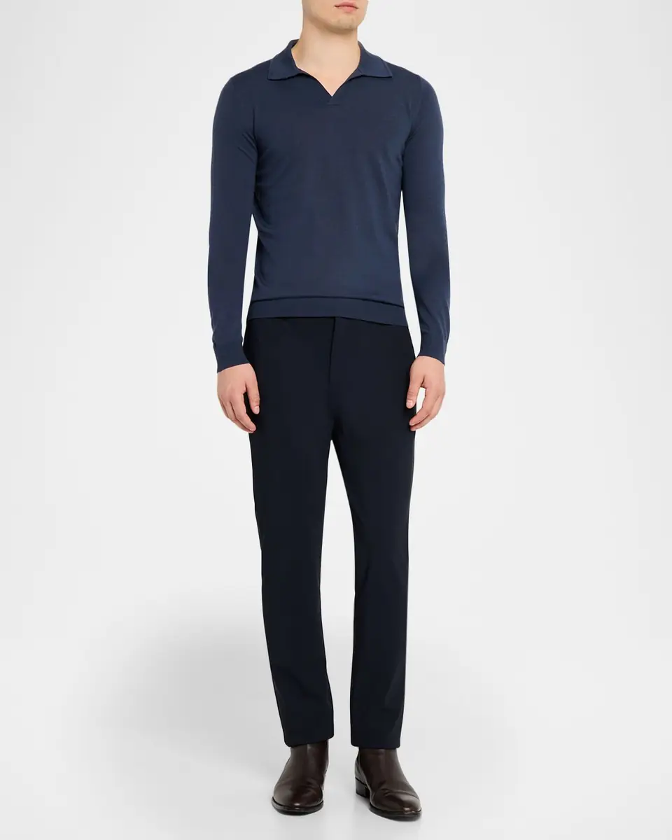 Reiss Men's Milburn Merino Wool Johnny Collar Polo Shirt | Thumbnail 2