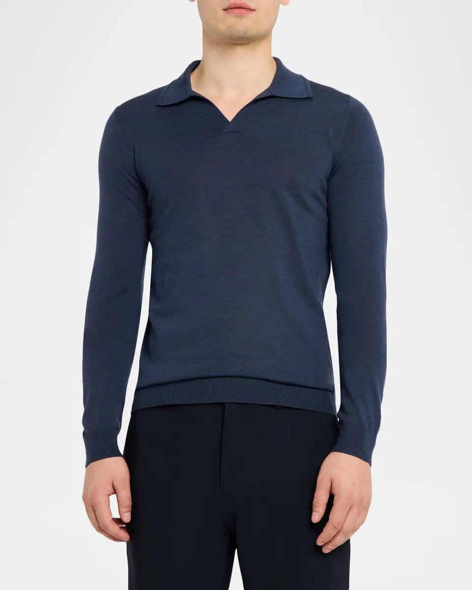 Reiss Men's Milburn Merino Wool Johnny Collar Polo Shirt | Thumbnail 4