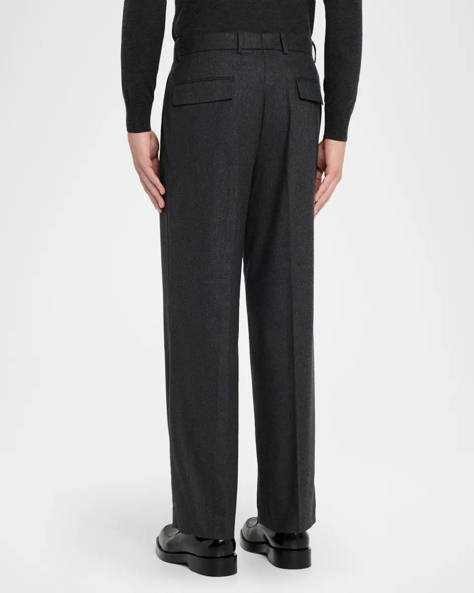 Theory Men's Cashmere Flannel Relaxed-Fit Pleated Trousers | Thumbnail 3 Theory Men's Cashmere Flannel Relaxed-Fit Pleated Trousers | Thumbnail 3