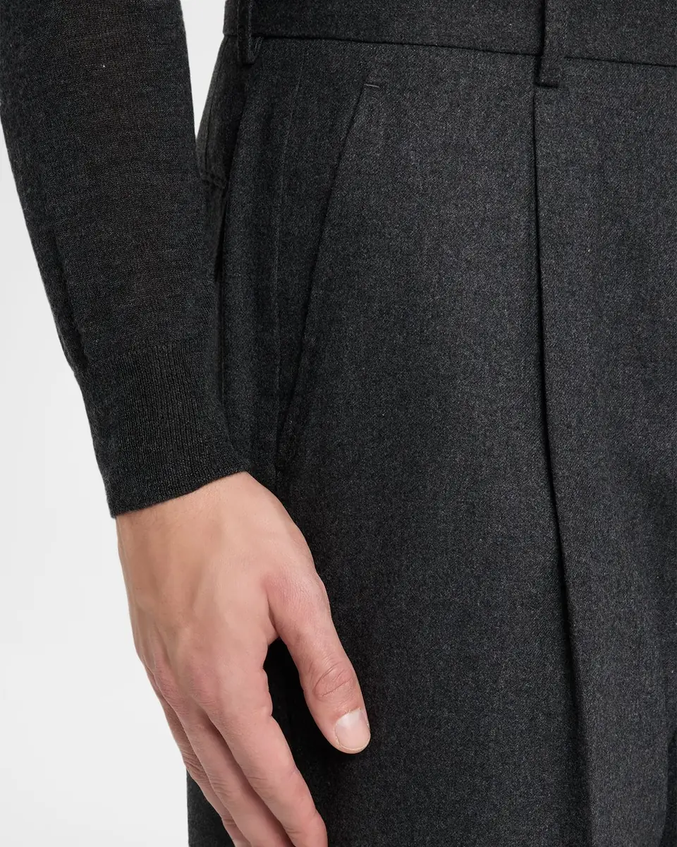 Theory Men's Cashmere Flannel Relaxed-Fit Pleated Trousers | Thumbnail 5 Theory Men's Cashmere Flannel Relaxed-Fit Pleated Trousers | Thumbnail 5