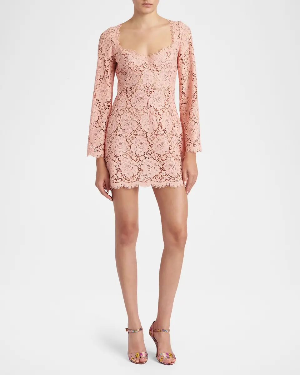 Dolce & Gabbana Guipure Lace Long-Sleeve Mini Dress | Thumbnail 2
