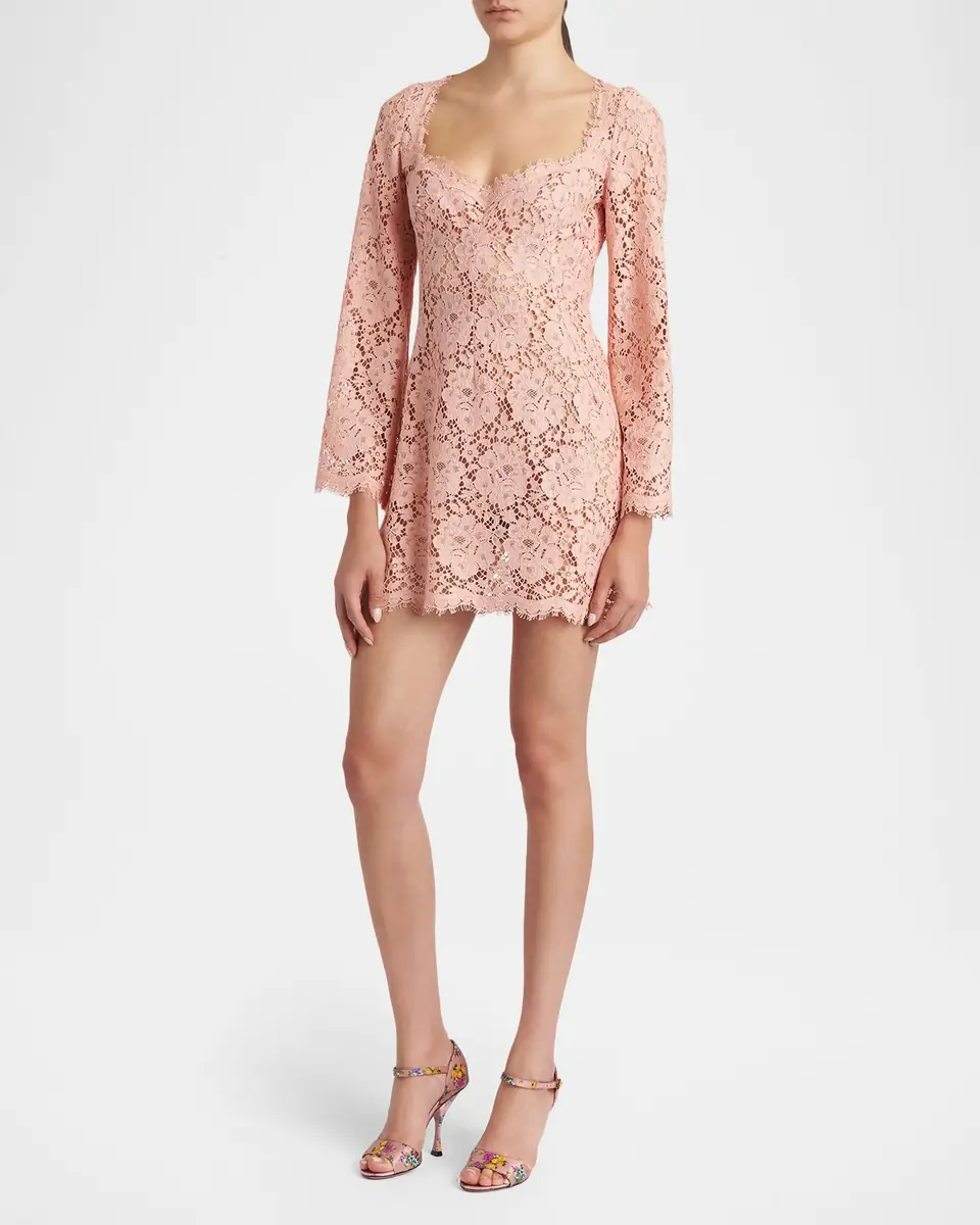 Dolce & Gabbana Guipure Lace Long-Sleeve Mini Dress | Thumbnail 4