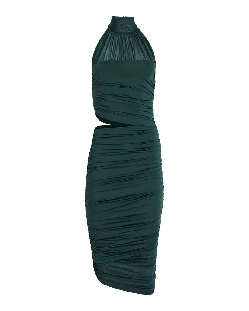 SEROYA Esmee Ruched Halter Midi Dress | Image 1 SEROYA Esmee Ruched Halter Midi Dress | Image 1