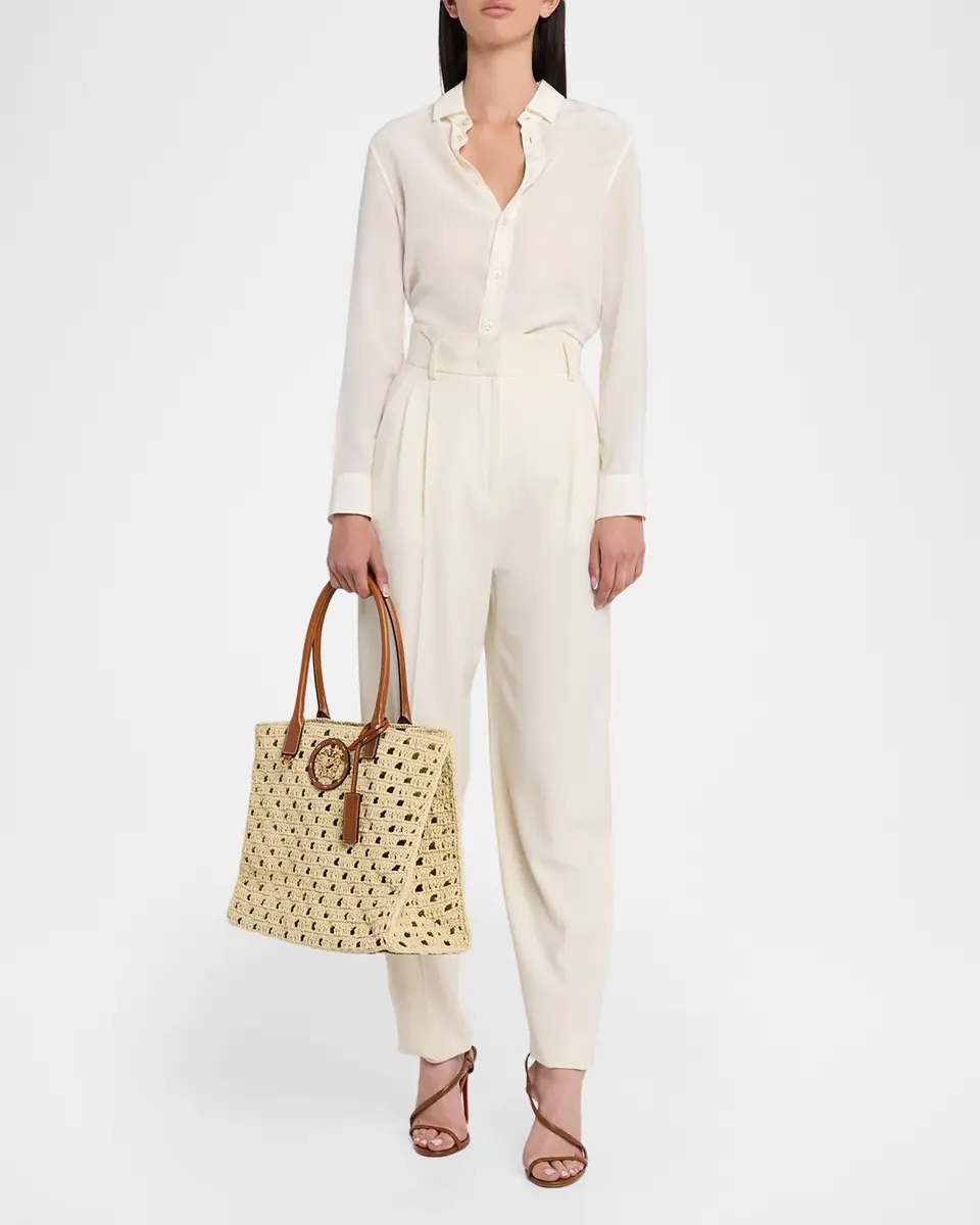 Versace La Medusa Large Crochet Raffia Tote Bag | Thumbnail 5 Versace La Medusa Large Crochet Raffia Tote Bag | Thumbnail 5