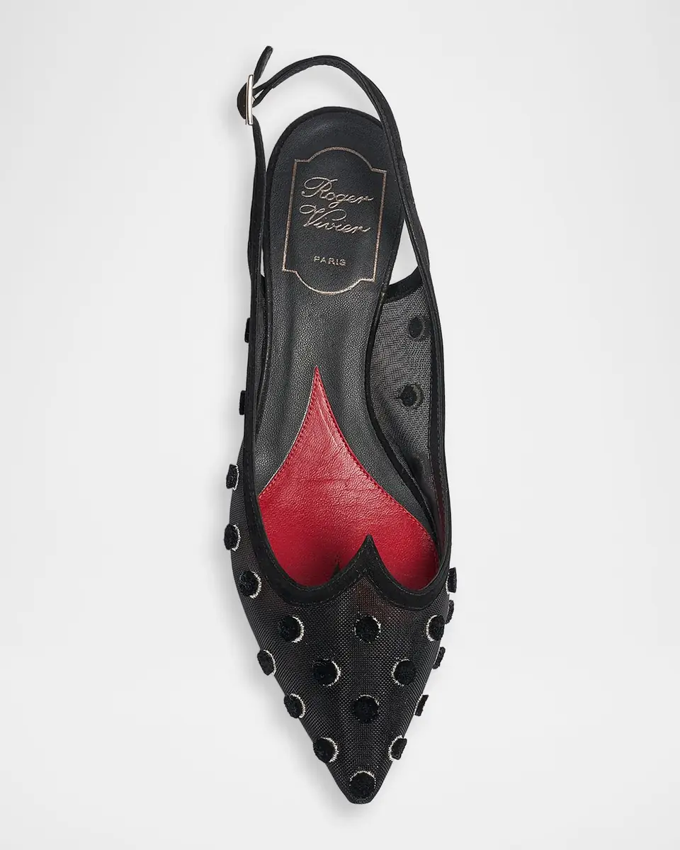 Roger Vivier 45mm I Love Vivier Dots Embroidered Mesh Slingback Pumps | Thumbnail 3