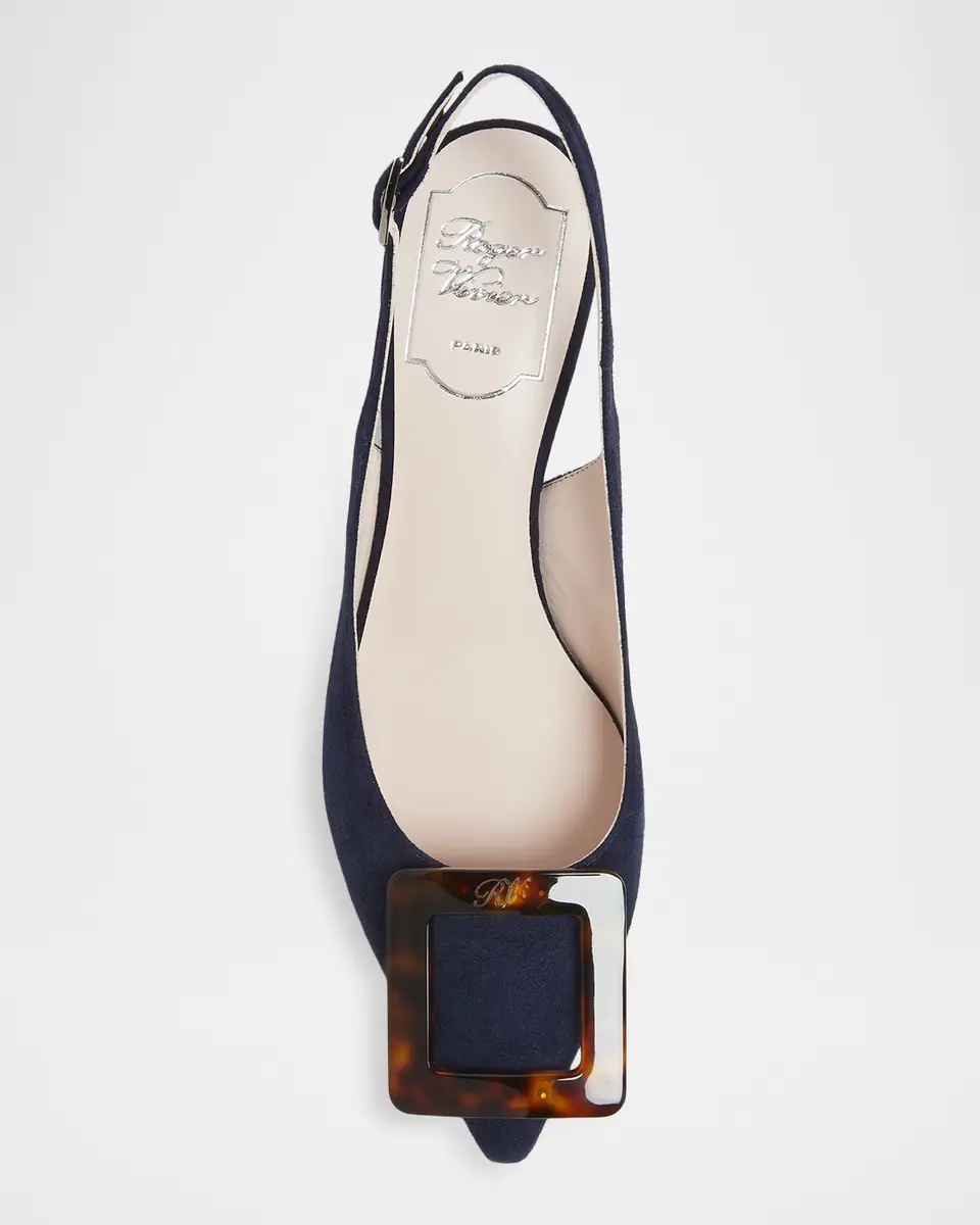 Roger Vivier 65mm Viv in the City Suede Buckle Slingback Pumps | Thumbnail 3 Roger Vivier 65mm Viv in the City Suede Buckle Slingback Pumps | Thumbnail 3