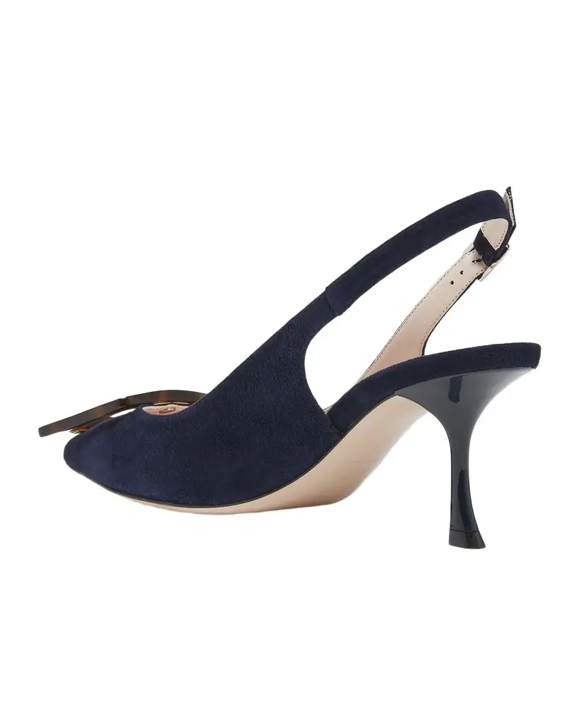 Roger Vivier 65mm Viv in the City Suede Buckle Slingback Pumps | Image 1 Roger Vivier 65mm Viv in the City Suede Buckle Slingback Pumps | Image 1