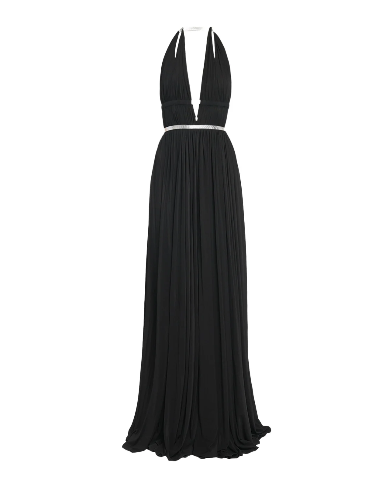 Deesse Leather-Trimmed Pleated Jersey Gown Deesse Leather-Trimmed Pleated Jersey Gown