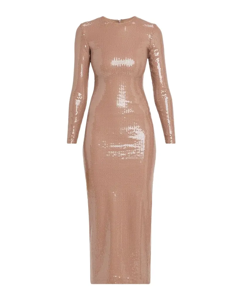 Alex Perry Sequined Long-Sleeve Midi Dress | Image 1 Alex Perry Sequined Long-Sleeve Midi Dress | Image 1