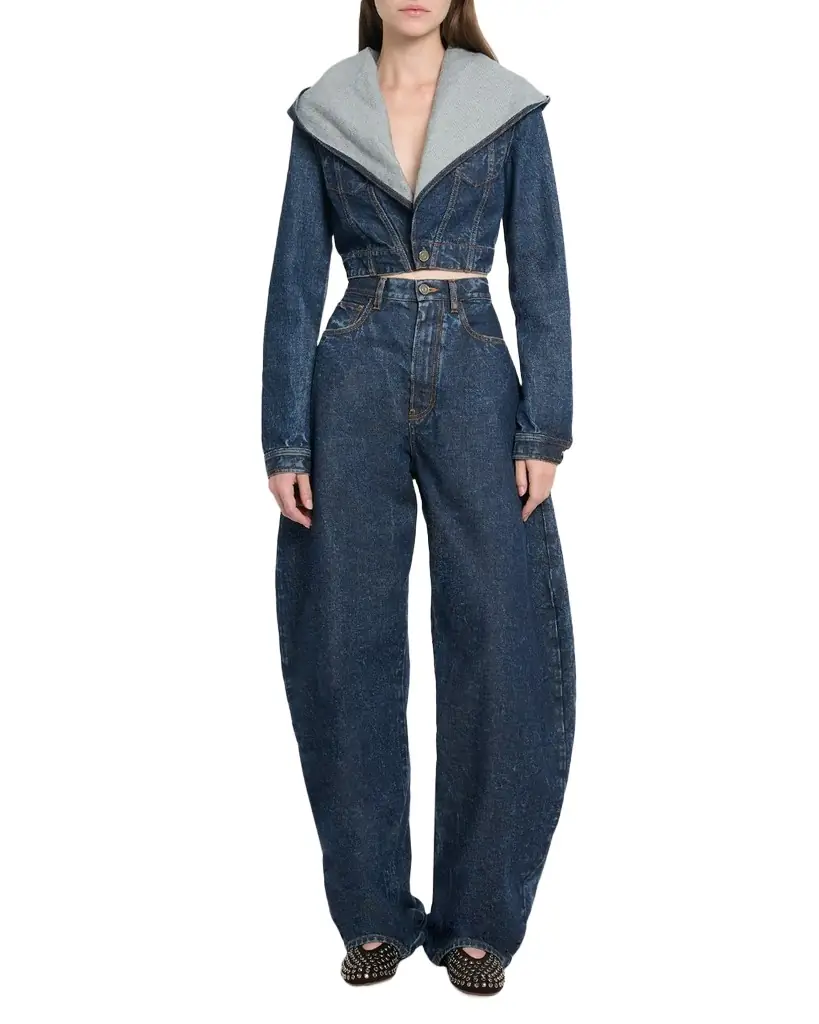 Alaïa Hooded Cropped Denim Jacket | Image 1 Alaïa Hooded Cropped Denim Jacket | Image 1
