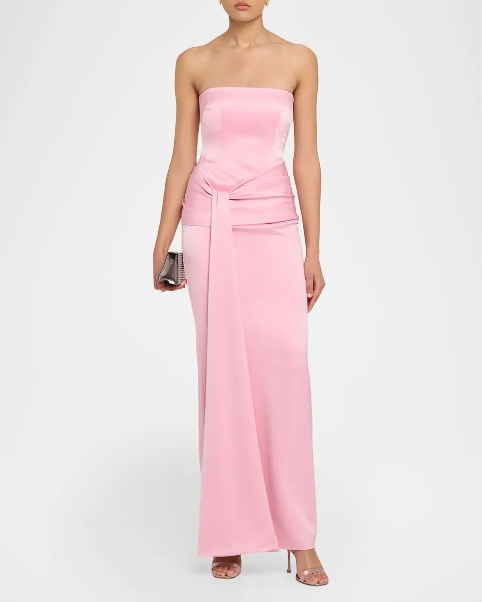 Alex Perry Strapless Draped Satin Crepe Column Gown | Thumbnail 2 Alex Perry Strapless Draped Satin Crepe Column Gown | Thumbnail 2