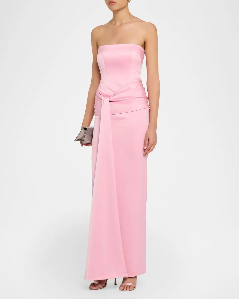 Alex Perry Strapless Draped Satin Crepe Column Gown | Thumbnail 4 Alex Perry Strapless Draped Satin Crepe Column Gown | Thumbnail 4