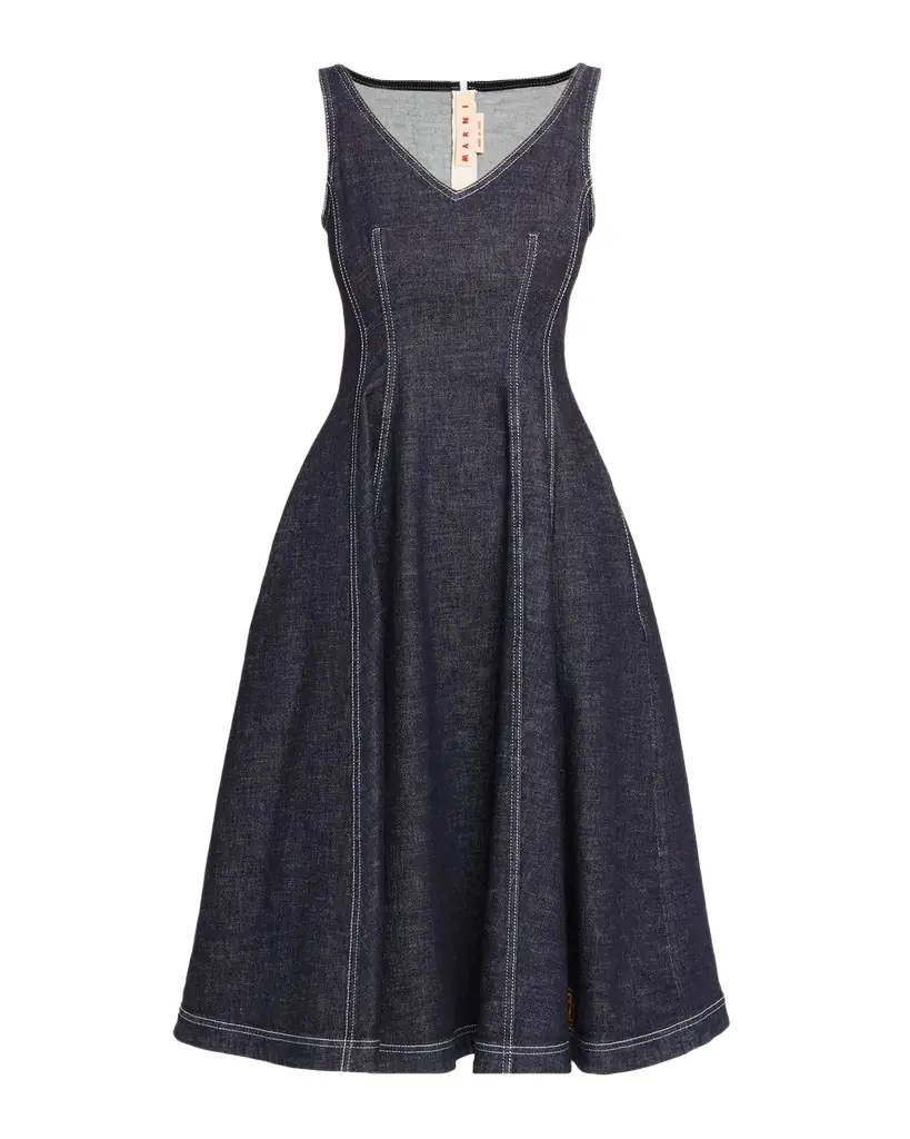 Marni Sleeveless Denim Midi Dress | Image 1 Marni Sleeveless Denim Midi Dress | Image 1