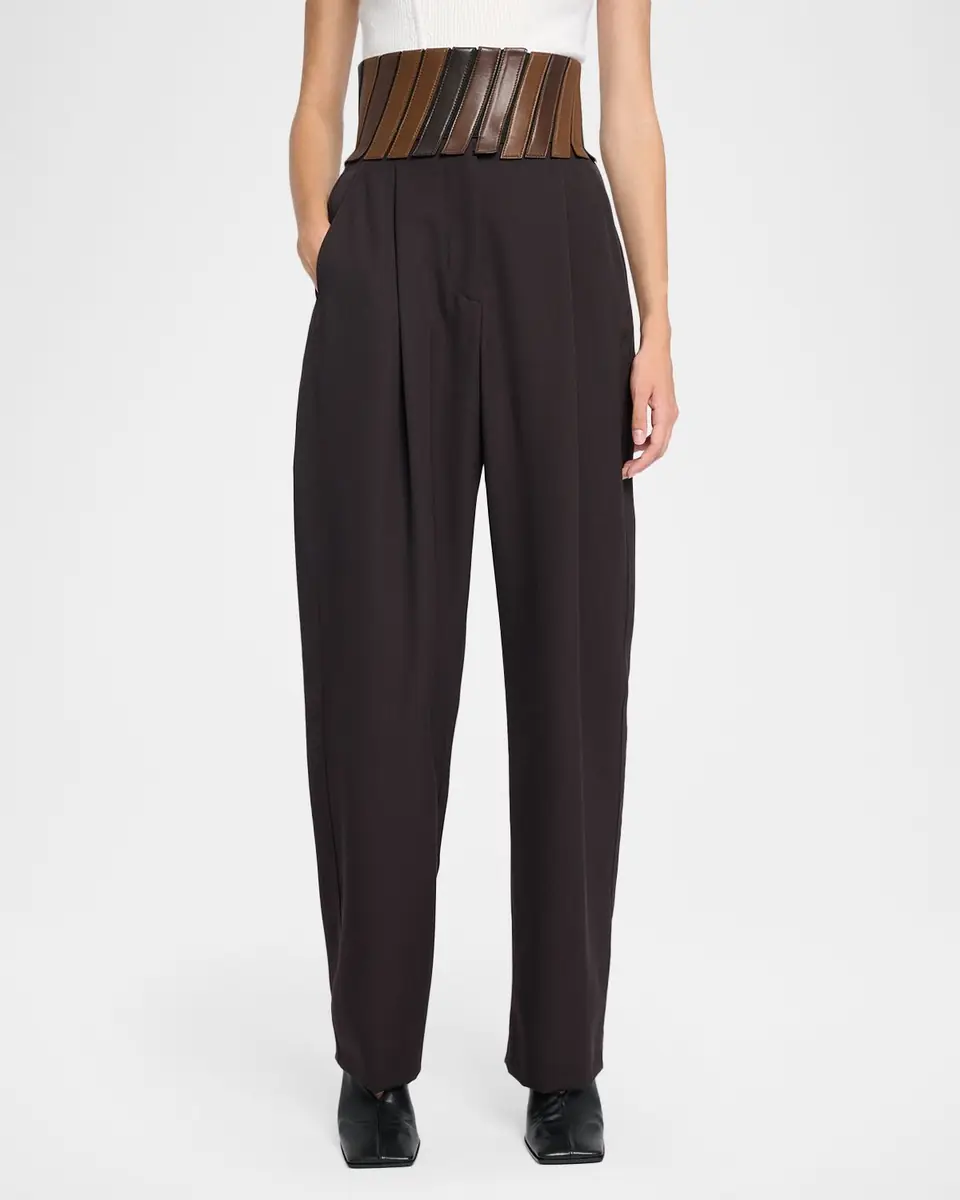 Alaïa Belted Wool Gabardine Pants | Thumbnail 2