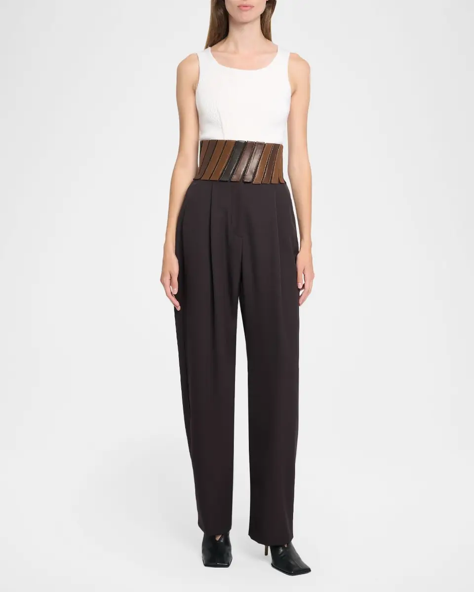 Alaïa Belted Wool Gabardine Pants | Thumbnail 4