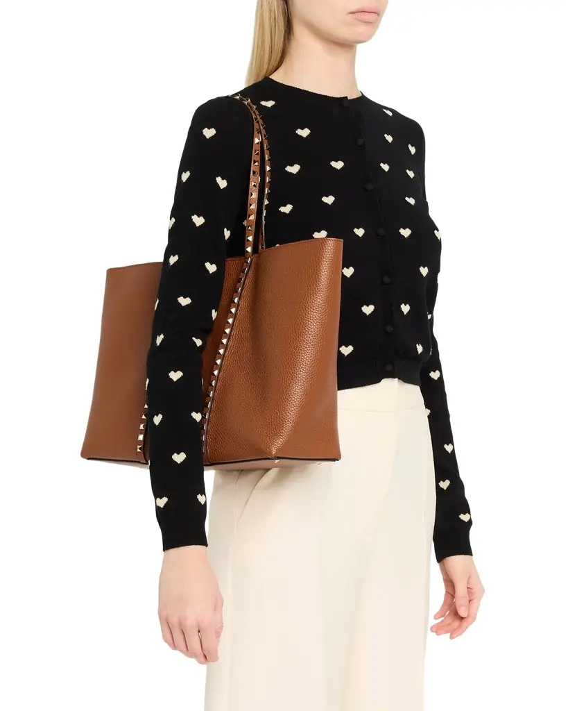 Valentino Garavani Rockstud Grain Leather Tote Bag | Image 1 Valentino Garavani Rockstud Grain Leather Tote Bag | Image 1