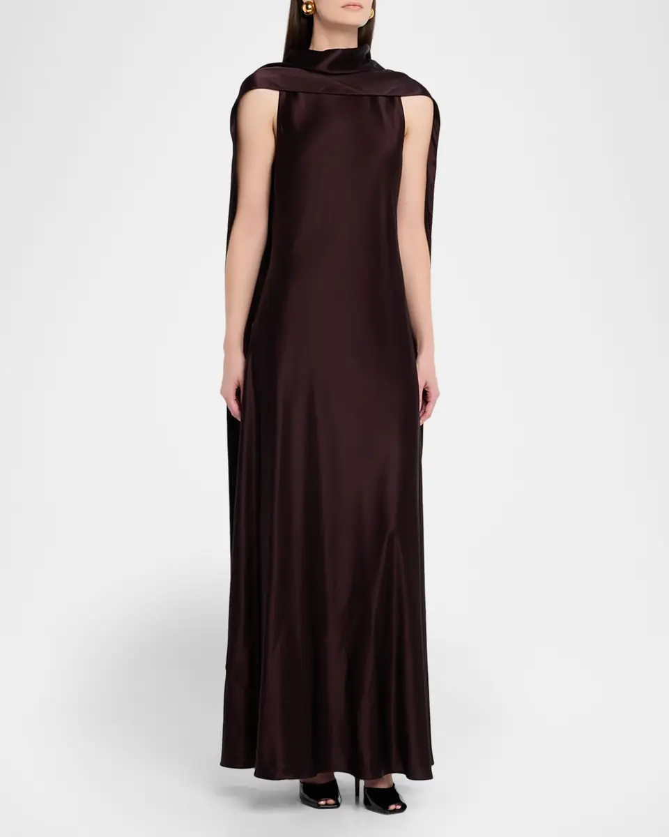 Reiss Fae Satin Cape Maxi Dress | Thumbnail 3