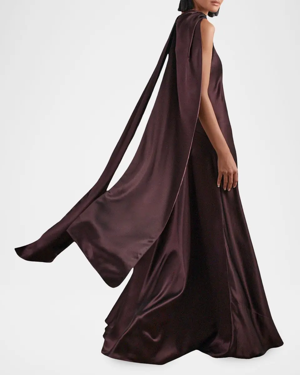 Reiss Fae Satin Cape Maxi Dress | Thumbnail 4