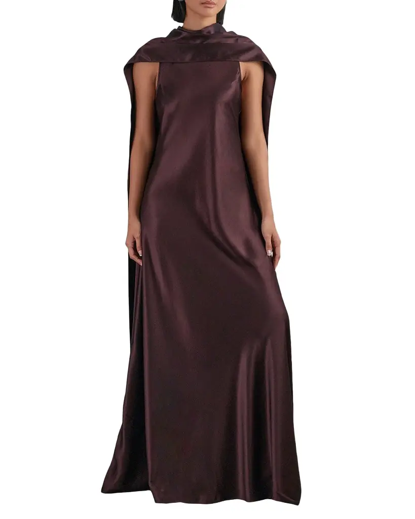 Reiss Fae Satin Cape Maxi Dress | Image 1 Reiss Fae Satin Cape Maxi Dress | Image 1