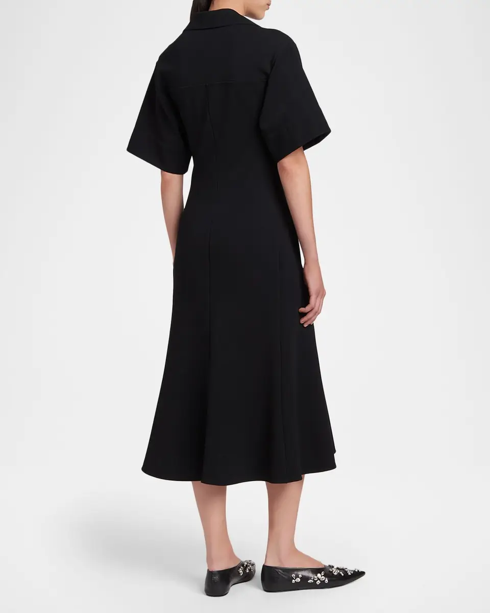 Jil Sander Short-Sleeve Crepe A-Line Midi Dress | Thumbnail 3 Jil Sander Short-Sleeve Crepe A-Line Midi Dress | Thumbnail 3