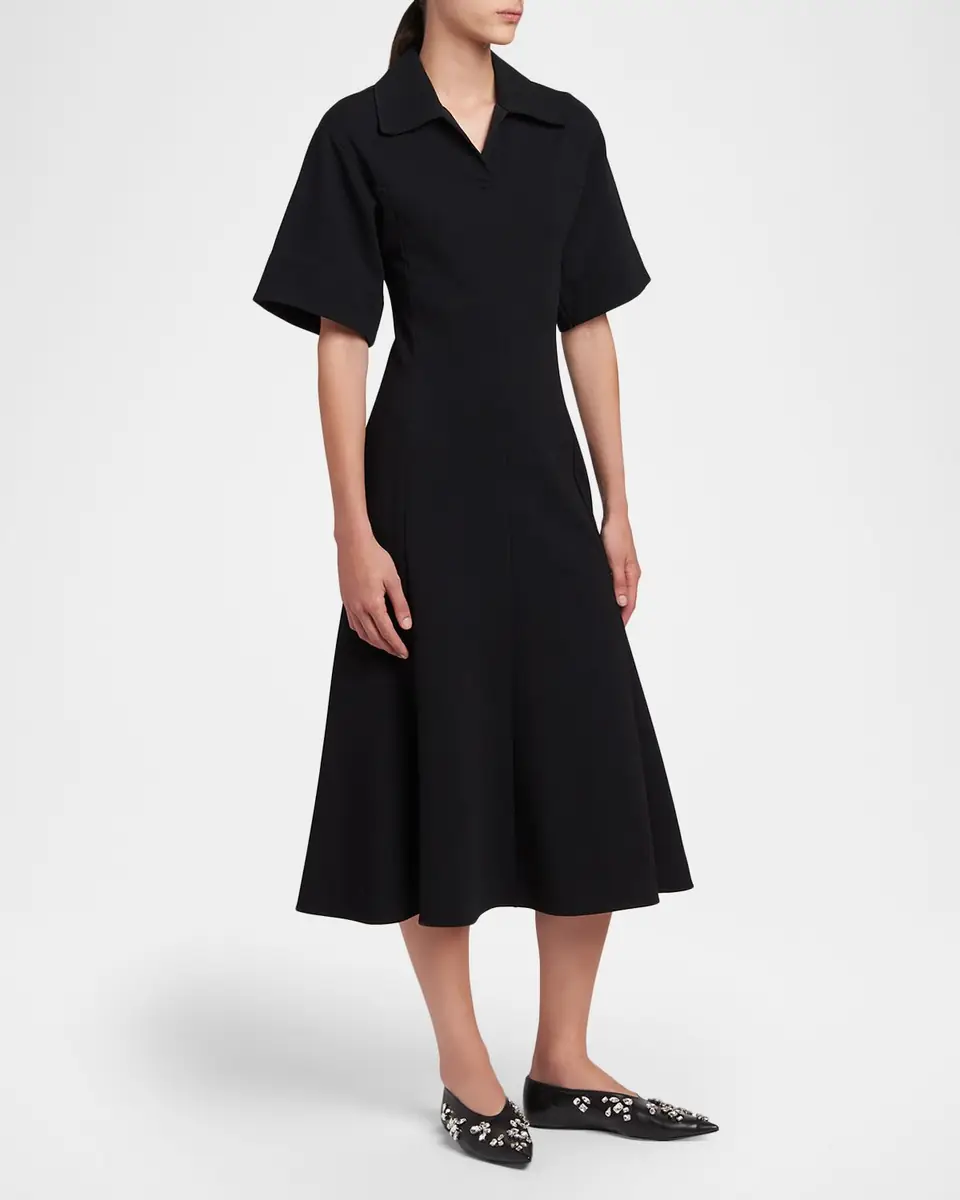 Jil Sander Short-Sleeve Crepe A-Line Midi Dress | Thumbnail 4 Jil Sander Short-Sleeve Crepe A-Line Midi Dress | Thumbnail 4