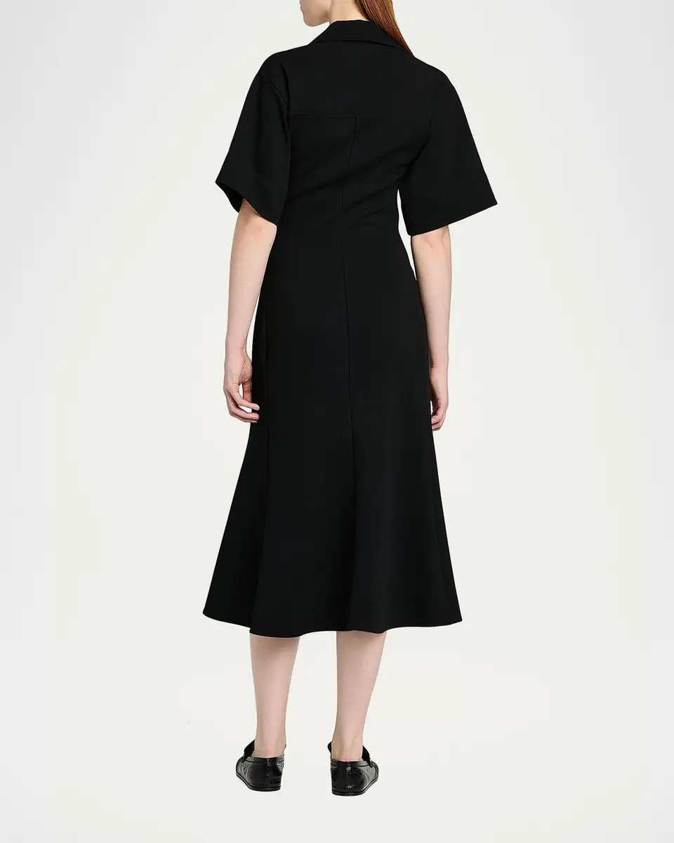 Jil Sander Short-Sleeve Crepe A-Line Midi Dress | Thumbnail 6 Jil Sander Short-Sleeve Crepe A-Line Midi Dress | Thumbnail 6