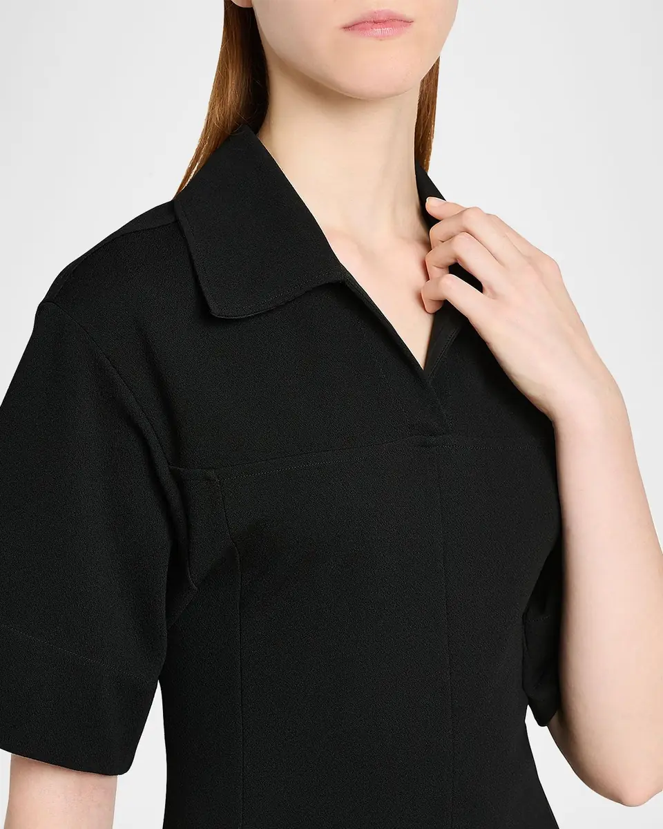 Jil Sander Short-Sleeve Crepe A-Line Midi Dress | Thumbnail 7 Jil Sander Short-Sleeve Crepe A-Line Midi Dress | Thumbnail 7