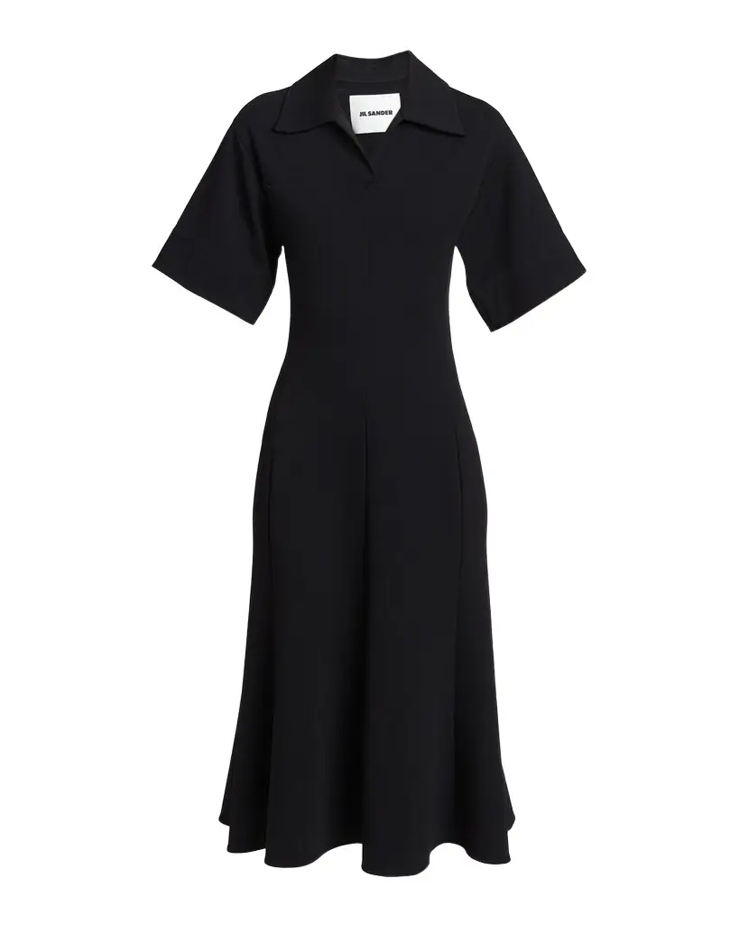 Short-Sleeve Crepe A-Line Midi Dress Short-Sleeve Crepe A-Line Midi Dress