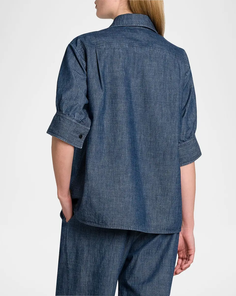 Jil Sander Short-Sleeve Chambray Button-Down Shirt | Thumbnail 6